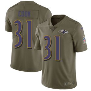 Ravens #31 Dalvin Classy Cook Olive Men's Stitched NFL Limited 2017 Salute To Service Jersey