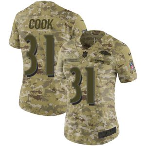 Ravens #31 Dalvin Cook Camo Women's Stitched NFL Limited Amazing 2018 Salute To Service Jersey
