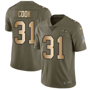 Ravens #31 Dalvin Cook Distinguished Olive/Gold Men's Stitched NFL Limited 2017 Salute To Service Jersey