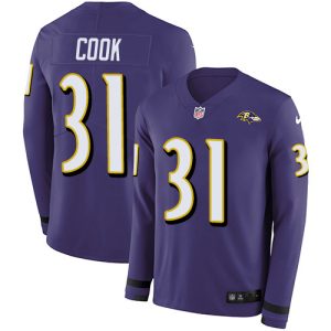 Ravens #31 Dalvin Cook Purple Team Color Men's Stitched NFL Limited Striking Therma Long Sleeve Jersey