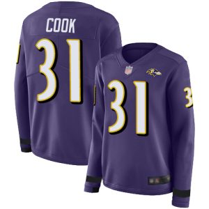 Ravens #31 Dalvin Cook Purple Team Color Women's Stitched NFL Limited Therma Long Sleeve Jersey High - quality