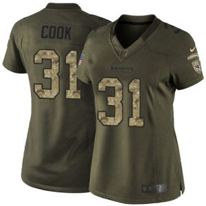 Ravens #31 Dalvin Impressive Cook Green Women's Stitched NFL Limited 2015 Salute to Service Jersey