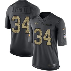 Ravens #34 Anthony Averett Black Men's Stitched NFL Limited 2016 Exceptional Salute to Service Jersey