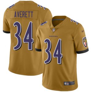 Ravens #34 Anthony Averett Gold Men's Stitched NFL Limited Inverted Legend Amazing Jersey