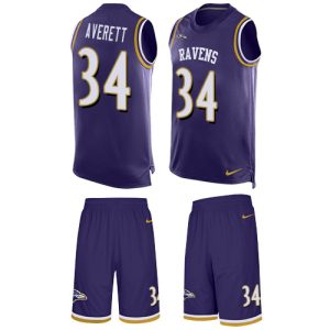 Ravens #34 Anthony Averett Purple Team Sophisticated Color Men's Stitched NFL Limited Tank Top Suit Jersey