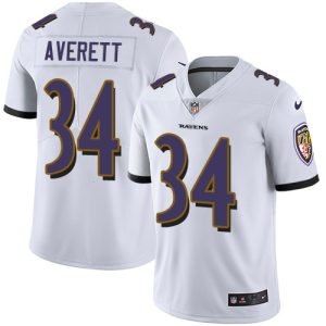 Ravens #34 Anthony Averett White Men's Stitched NFL Vapor Untouchable Outstanding Limited Jersey