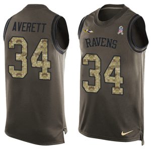 Ravens #34 Anthony Charming Averett Green Men's Stitched NFL Limited Salute To Service Tank Top Jersey
