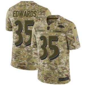 Ravens #35 Dashing Gus Edwards Camo Men's Stitched NFL Limited 2018 Salute To Service Jersey