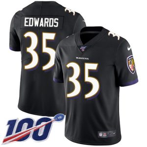Ravens #35 Gus Edwards Black Marvelous Alternate Men's Stitched NFL 100th Season Vapor Untouchable Limited Jersey