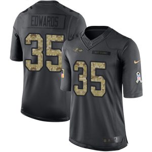 Ravens #35 Gus Edwards Black Youth Stitched NFL Limited 2016 Salute Gorgeous to Service Jersey