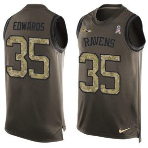Ravens #35 Gus Edwards Green Men's Stitched NFL Limited Salute Glamorous To Service Tank Top Jersey