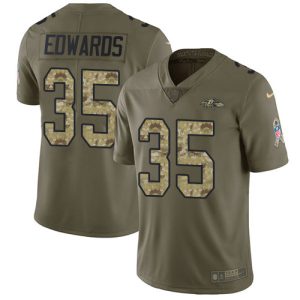 Ravens #35 Gus Edwards Olive/Camo Youth Stitched Luxurious NFL Limited 2017 Salute To Service Jersey