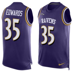 Ravens #35 Gus Edwards Premium Purple Team Color Men's Stitched NFL Limited Tank Top Jersey
