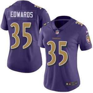 Ravens #35 Gus Edwards Purple Women's Stitched Unique NFL Limited Rush Jersey