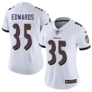 Ravens #35 Gus Edwards White Women's Stitched NFL Vapor Untouchable Limited Jersey Luxurious