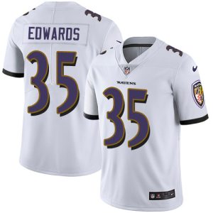 Ravens #35 Gus Edwards White Youth Stitched NFL Dashing Vapor Untouchable Limited Jersey