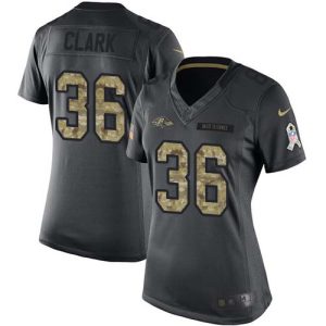 Ravens #36 Captivating Chuck Clark Black Women's Stitched NFL Limited 2016 Salute to Service Jersey