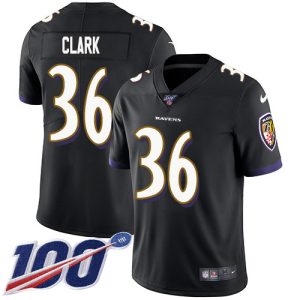 Ravens #36 Chuck Clark Black Alternate Men's Stitched NFL 100th Season Vapor Untouchable Limited Glamorous Jersey