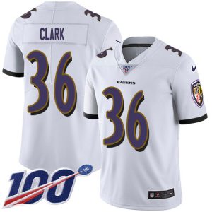 Ravens #36 Chuck Clark Dashing White Youth Stitched NFL 100th Season Vapor Untouchable Limited Jersey
