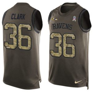 Ravens #36 Chuck Clark Green Men's Stitched NFL Limited Salute To Service Tank Amazing Top Jersey