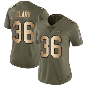 Ravens #36 Chuck Clark Olive/Gold Women's Stitched NFL Limited Striking 2017 Salute To Service Jersey