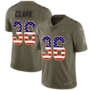 Ravens #36 Chuck Clark Olive/USA Flag Phenomenal Men's Stitched NFL Limited 2017 Salute To Service Jersey