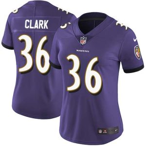 Ravens #36 Chuck Clark Purple Team Color Women's Stitched NFL Splendid Vapor Untouchable Limited Jersey
