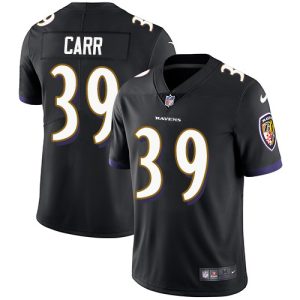Ravens #39 Brandon Carr Black Alternate Youth Stitched NFL Vapor Untouchable Limited Superb Jersey