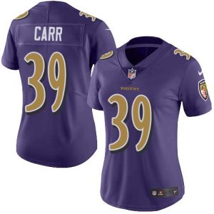 Ravens #39 Brandon Carr Charming Purple Women's Stitched NFL Limited Rush Jersey