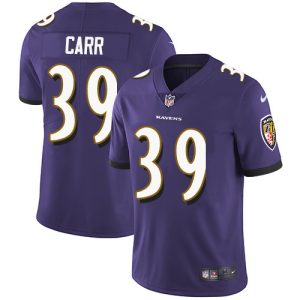 Ravens #39 Brandon Carr Purple Team Color Men's Stitched NFL Vapor Untouchable Glamorous Limited Jersey