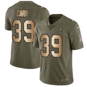 Ravens #39 Brandon Carr Stylish Olive/Gold Youth Stitched NFL Limited 2017 Salute To Service Jersey