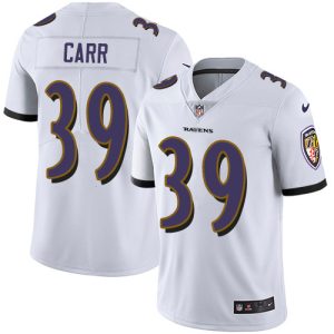 Ravens #39 Brandon Carr White Men's Gorgeous Stitched NFL Vapor Untouchable Limited Jersey