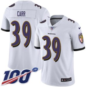 Ravens #39 Brandon Premium Carr White Men's Stitched NFL 100th Season Vapor Untouchable Limited Jersey