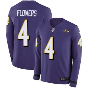 Ravens #4 Notable Zay Flowers Purple Team Color Youth Stitched NFL Limited Therma Long Sleeve Jersey