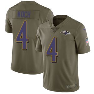 Ravens #4 Sam Admirable Koch Olive Men's Stitched NFL Limited 2017 Salute To Service Jersey