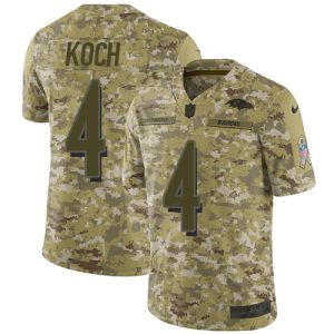 Ravens #4 Sam Koch Camo Men's Stitched Gorgeous NFL Limited 2018 Salute To Service Jersey