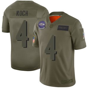 Ravens #4 Sam Koch Camo Men's Stitched NFL Limited Unique 2019 Salute To Service Jersey