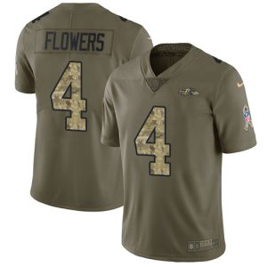 Ravens #4 Superb Zay Flowers Olive/Camo Youth Stitched NFL Limited 2017 Salute To Service Jersey