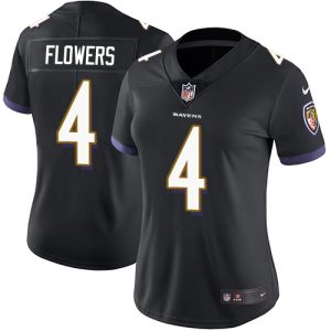 Ravens #4 Zay Flowers Black Alternate Women's Stitched NFL Vapor Untouchable Limited Jersey Stunning