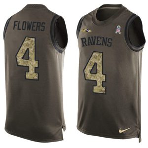 Ravens #4 Zay Flowers Green Men's Refined Stitched NFL Limited Salute To Service Tank Top Jersey