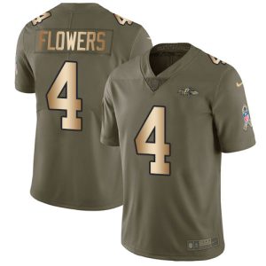 Ravens #4 Zay Flowers Olive/Gold Youth Stitched Premium - grade NFL Limited 2017 Salute To Service Jersey