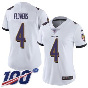 Ravens #4 Zay Flowers White Women's Stitched NFL 100th Stunning Season Vapor Untouchable Limited Jersey