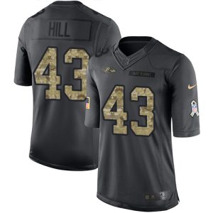 Ravens #43 Justice Hill Black Men's Gorgeous Stitched NFL Limited 2016 Salute to Service Jersey