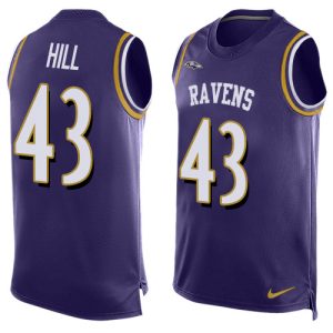 Ravens #43 Justice Hill Purple Glamorous Team Color Men's Stitched NFL Limited Tank Top Jersey