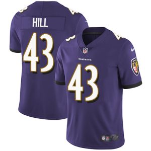 Ravens #43 Justice Hill Purple Team Color Men's Prime Stitched NFL Vapor Untouchable Limited Jersey