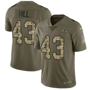 Ravens #43 Justice Prime Hill Olive/Camo Men's Stitched NFL Limited 2017 Salute To Service Jersey