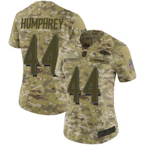Ravens #44 Marlon Humphrey Camo Women's Stitched Delightful NFL Limited 2018 Salute to Service Jersey