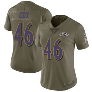 Ravens #46 High - quality Morgan Cox Olive Women's Stitched NFL Limited 2017 Salute to Service Jersey