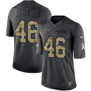 Ravens #46 Morgan Cox Black Men's Stitched NFL Limited 2016 Salute to Service Marvelous Jersey