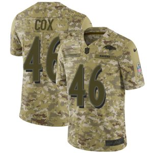 Ravens #46 Morgan Cox Camo Exceptional Youth Stitched NFL Limited 2018 Salute to Service Jersey